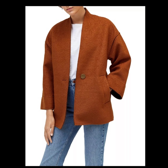 NWOT Warehouse Modern Bonded Rust Coat - Picture 2 of 11